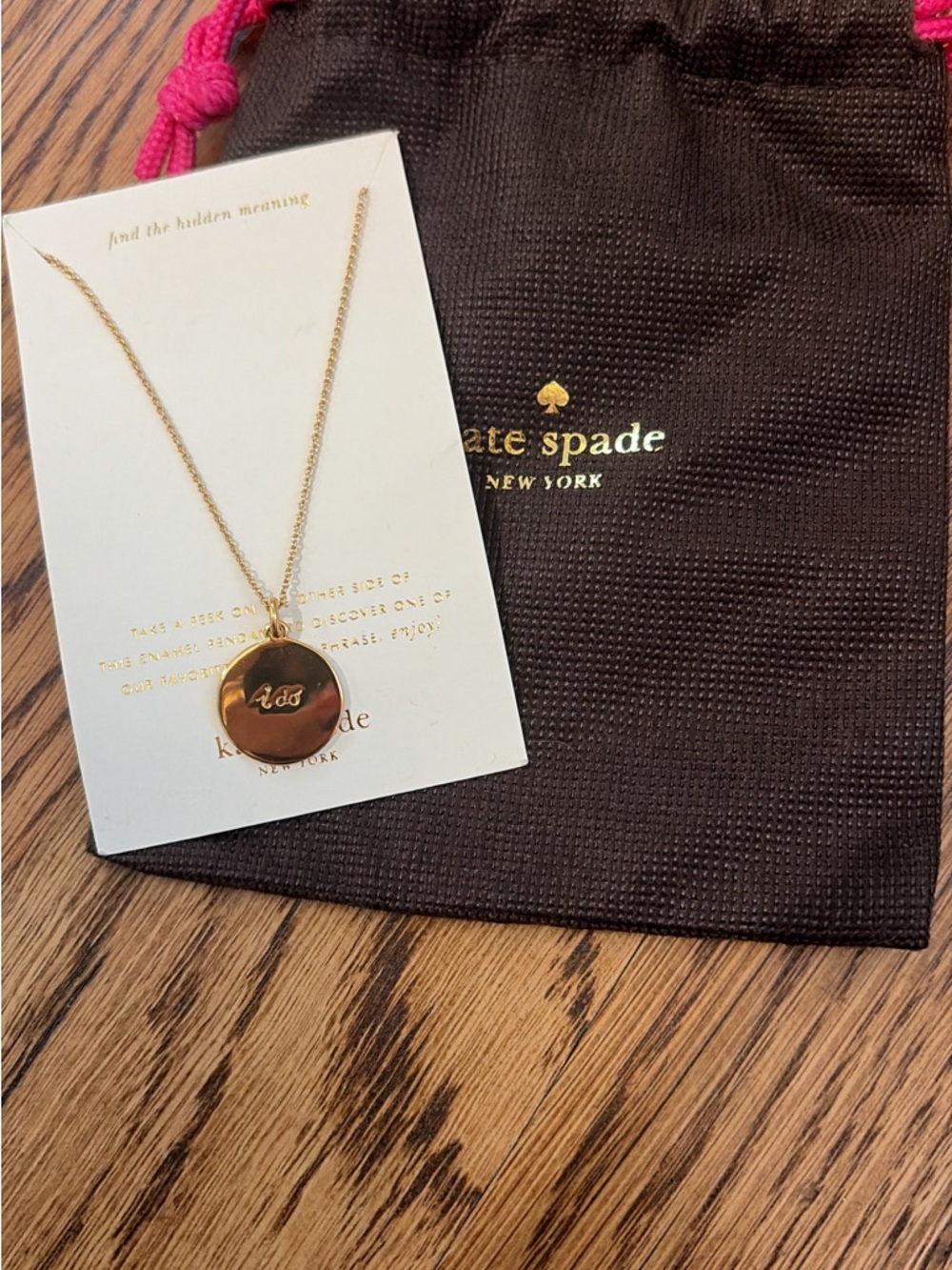 kate spade gold “I do” pendant necklace